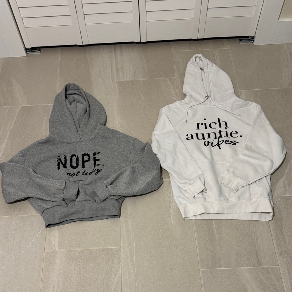 2 graphic hoodies